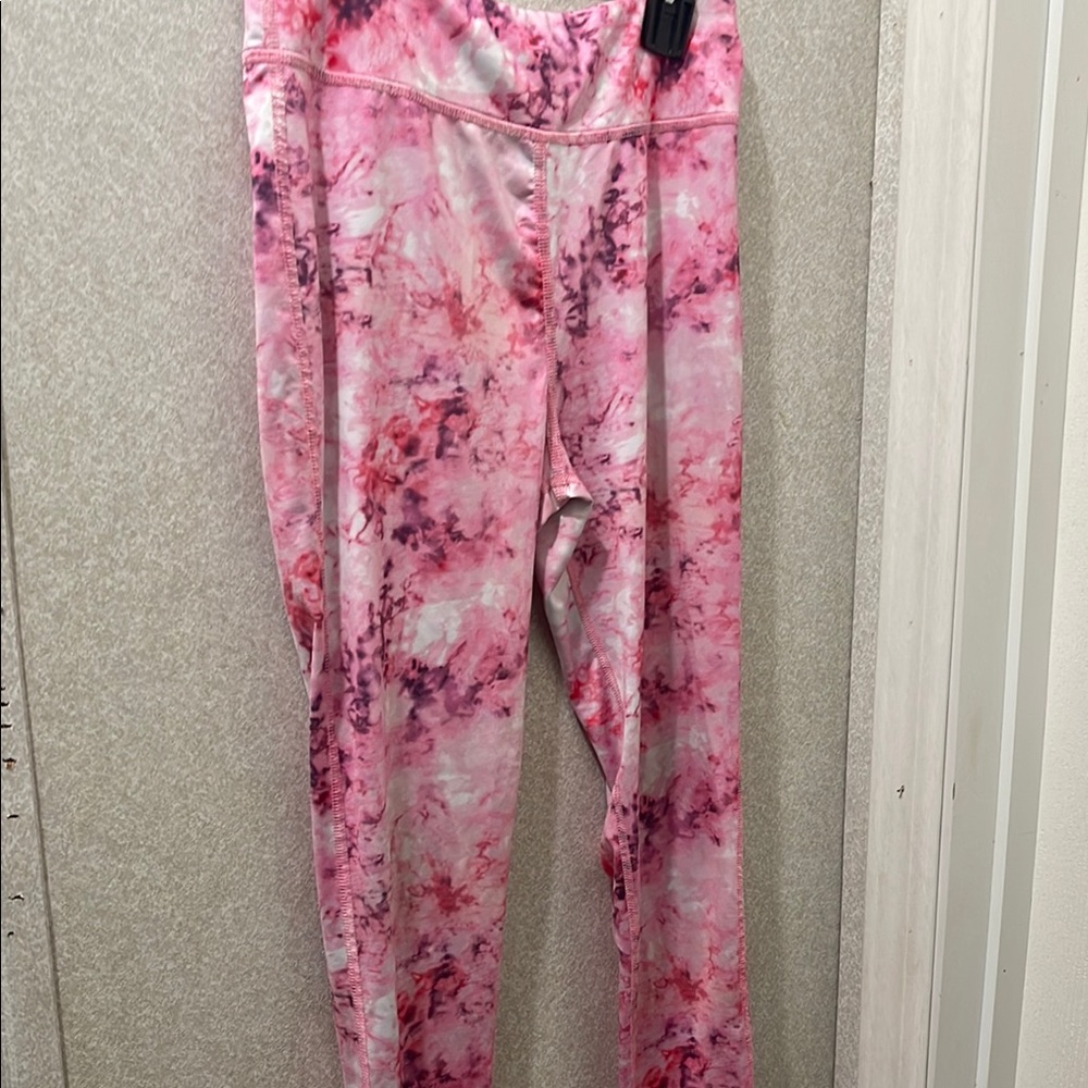 ZELOS Pink and Purple Tie-Dye Leggings